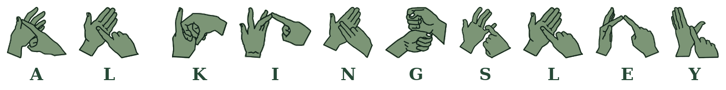 Al Kingsley fingerspelled in British Sign Language