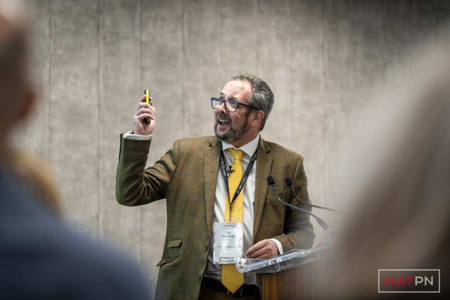 Al Kingsley presenting at a multi-academy trust network conference