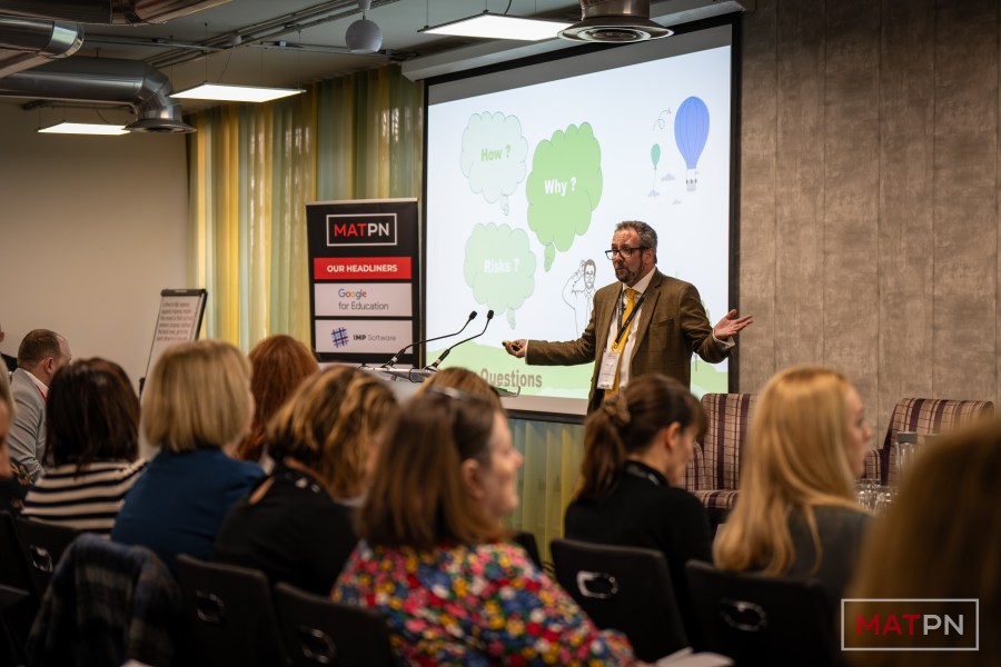 Al Kingsley addressing delegates at a multi-academy trust conference