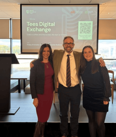 Al Kingsley with colleagues at the Tees Digital Exchange, Riverside Stadium
